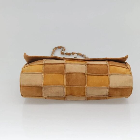 CHANEL Chain Shoulder Bag Suede Brown Gold CC Auth PP566 - Picture 6 of 15